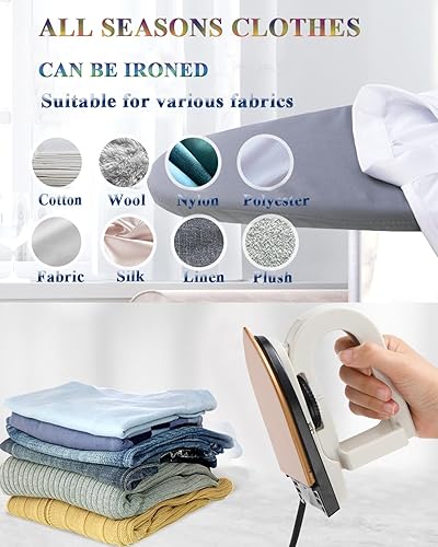 Miniatura 7 de Plancha de viaje de doble voltaje (100-120V220-240V) - Mini plancha en seco sin vapor de 3 temperaturas para ropa, suela antiadherente de 356 F con