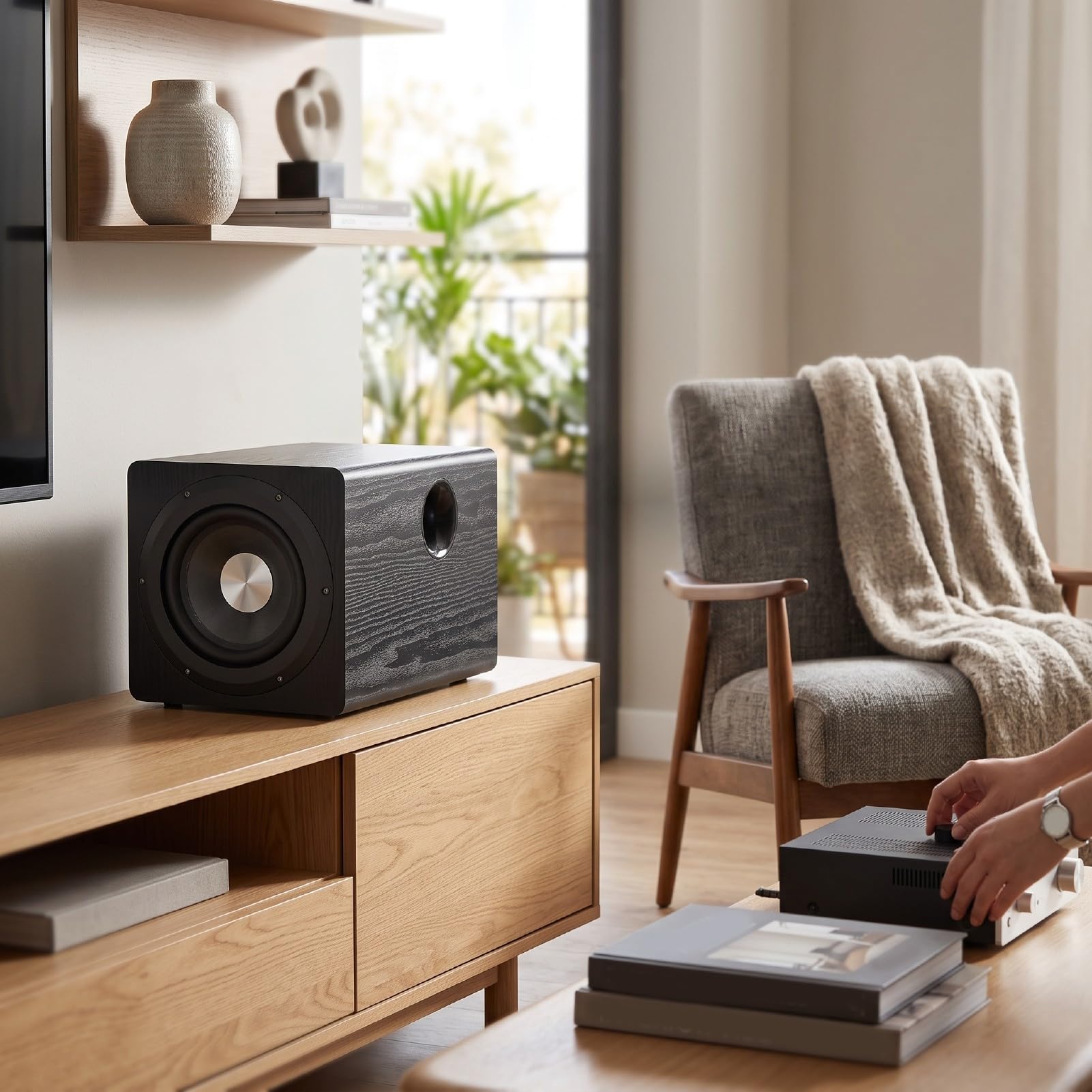 Cuifati Subwoofer Alimentato da 6,5 ​​pollici 100 W RMS Bassi Profondi | Bassa Frequenza HiFi, Impedenza 4Ω, Cabinet in Fibra di Legno Sintetica, Uso Home Theater, Suono di Gioco Coinvolgente