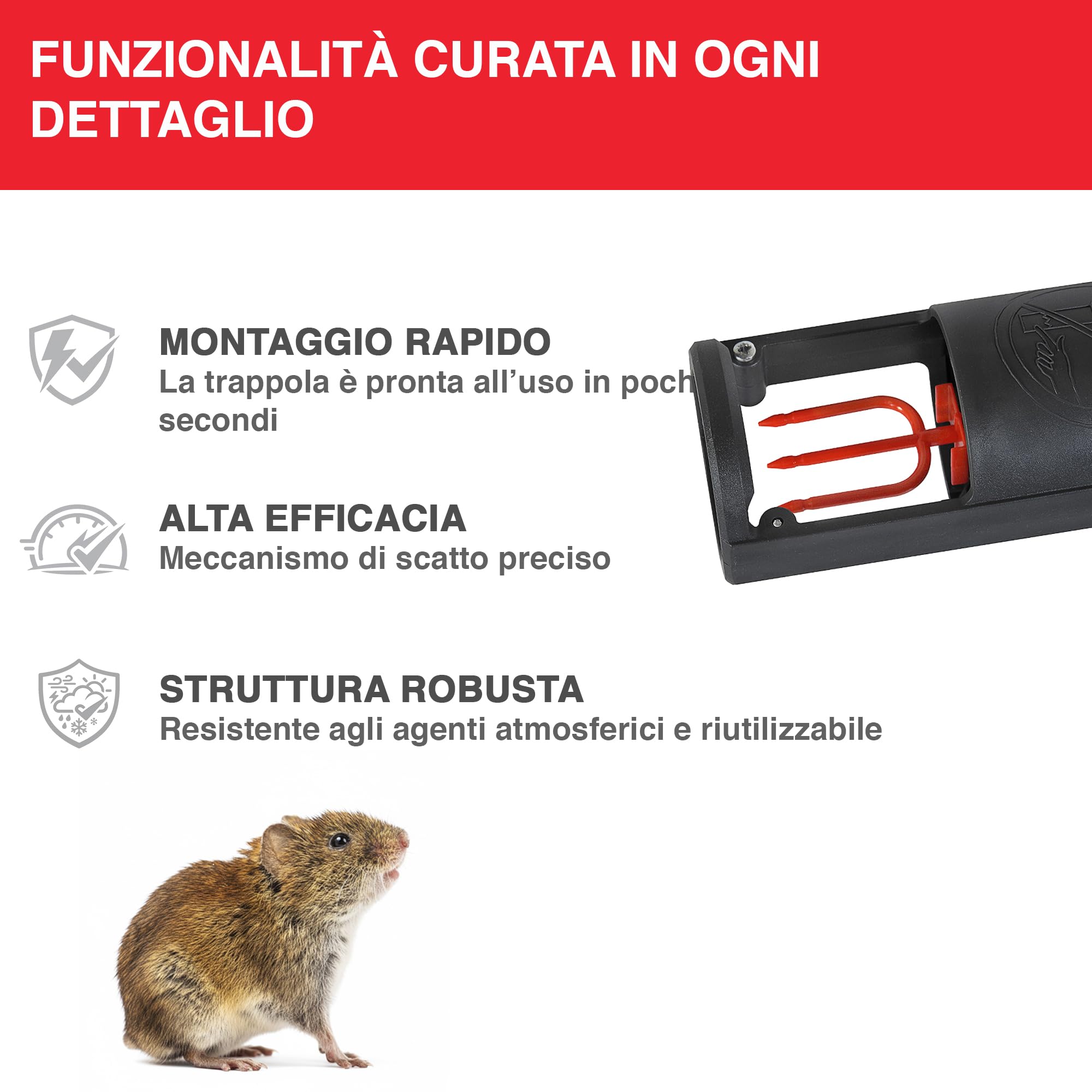 SWISSINNO Trappola Arvicola PRO SuperCat – Trappola a Scatto da Tunnel per Arvicole & Topi Campestri, Scatto Sensibile, Montaggio Facile, Cattura Roditori Riutilizzabile per Giardino – 1 Pezzo