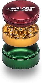 Santa Cruz Shredder Metal Herb Grinder Knurled Top for Stronger Grip 3-Piece Large 2.7" Rasta