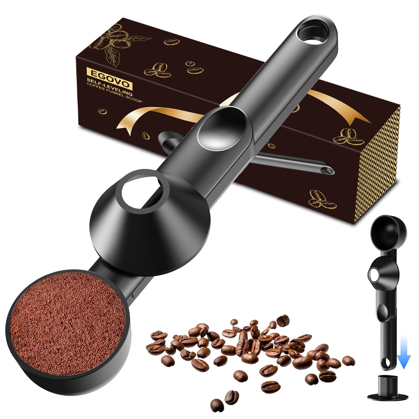Coffee Scoop with Funnel for Reusable K Cup, 2 TBSP Measuring Spoon