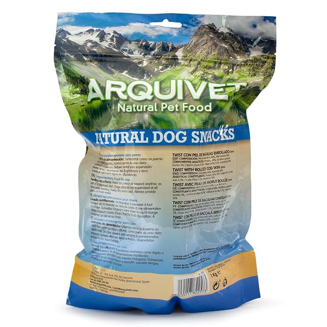 Foto 2 de 5 de Arquivet - Twist con Piel de Bacalao enrollada - 13 cm (1 Kg) - Snacks Naturales para Perros
