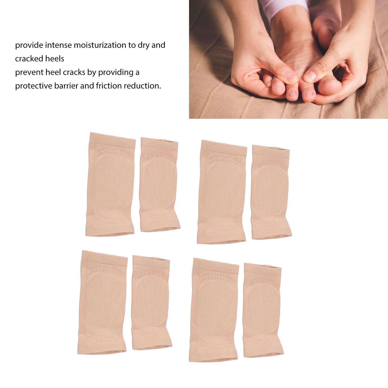 Achillessehnen Fersenschutz Socken, Atmungsaktive Gel Fersensocken mit Stoßdämpfung für Haglunds Bump, Bursitis und Tendonitis, 4 Paar, Nylon und Silikon, für Täglichen Gebrauch und Aktivitäten