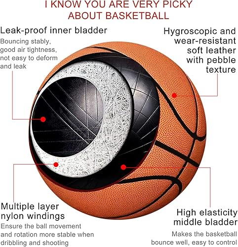 Miniatura 2 de MINDCOLLISION Tamaño 5, 6, 7 Baloncesto, piel sintética suave resistente al desgaste, buen agarre, regalo de cumpleaños. Adecuado para uso en