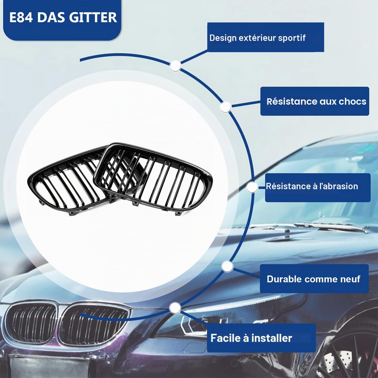 E84 Grille De Calandre Avant pour BMW X1 Série E84 Calandre De Voiture Grilles Noir Brillant Double Lattes 2009 2010 2011 2012 2013