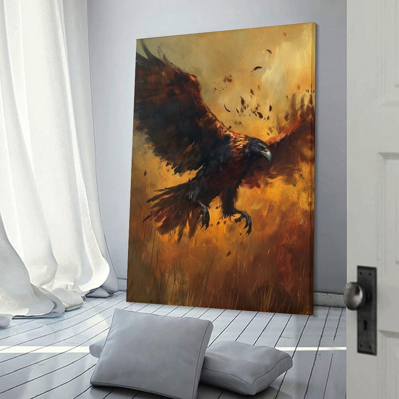 Junmoney Frame-Style-21 Eagle In Flight Painting Canvas Wall Decor, 24X36inch(60X90cm), For Flats, Guest Rooms Or Compact Rooms, Decorative Canvas Decor For Home Updates