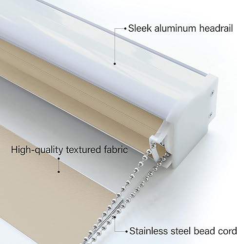 Miniatura 4 de SHECUTE Persianas de cebra para ventanas, 72 pulgadas de alto x 58 pulgadas de ancho (compatible con tamaño personalizado), cortinas de doble capa