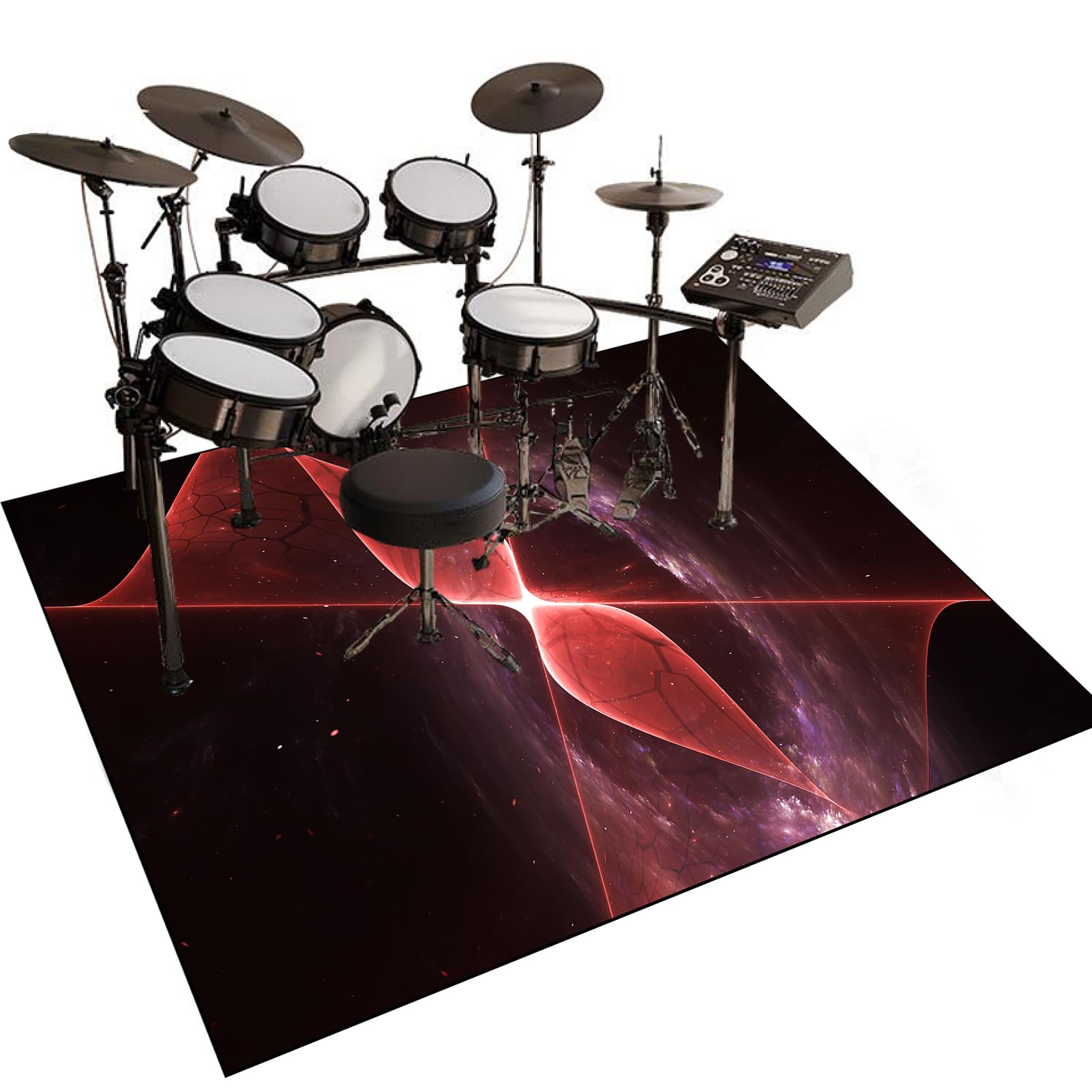 Antypoślizgowa mata perkusyjna, dźwiękoszczelny dywan perkusyjny do elektronicznych / jazzowych zestawów perkusyjnych, pedałów basowych, fortepianu, perkusji wewnętrznej, akcesoria dla perkusistów