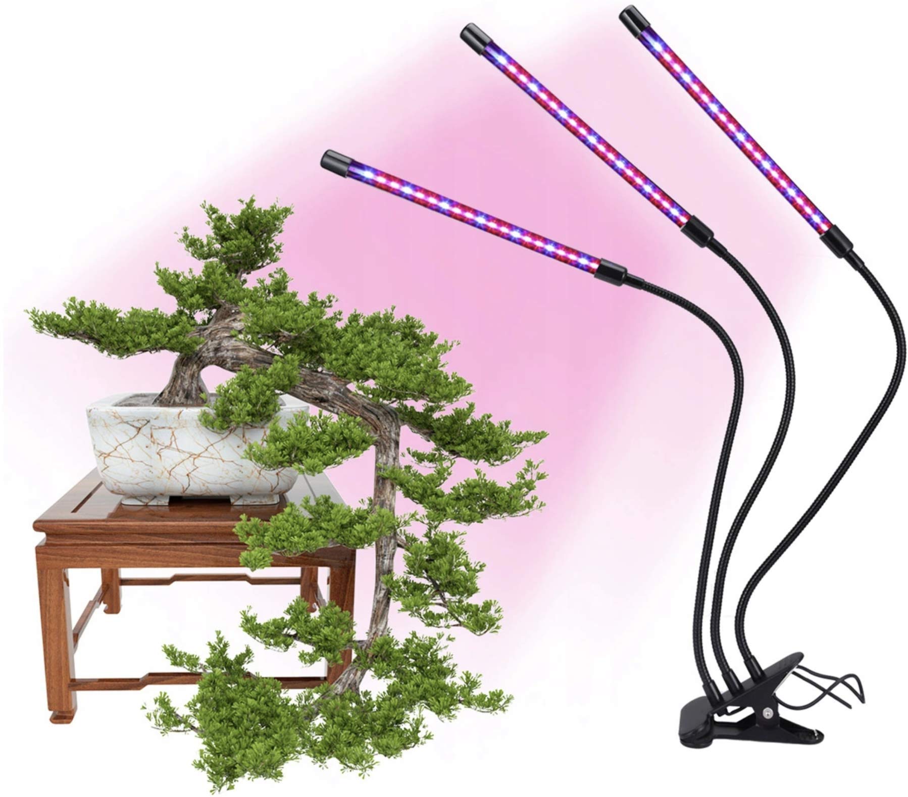 ORIGINAL Heckermann LED-Pflanzenlampe – 27W, 60 LEDs, 3 Flexible Arme, Timer & Dimmer, Für Alle Pflanzen
