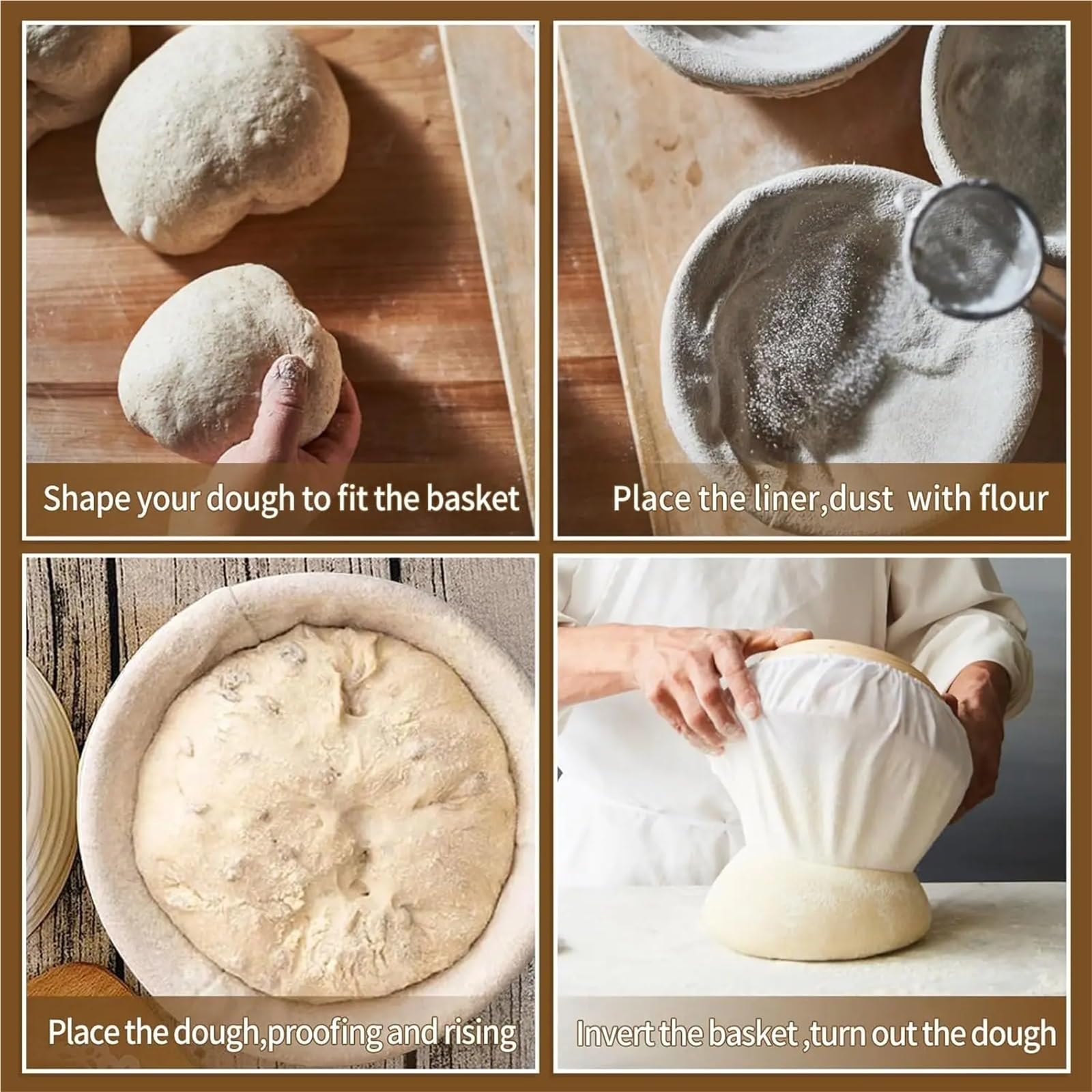 Gärkörbchen, Brotkorb und Silikon-Muffinform, Muffinform, Brotgärkorb, Stoffeinlage, Backteigkorb (2 Stück) FüR Brot