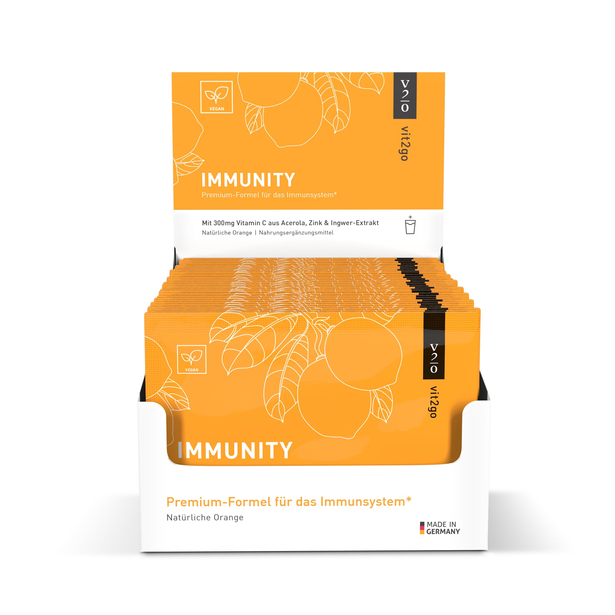 IMMUNITY (30 Sachets) Drink Pulver, zur Unterstützung des Immunsystem, Vitamin C und Ingwer, Immun Kur für Erwachsene, Erkältung, Abwehrkräfte, mit Zink