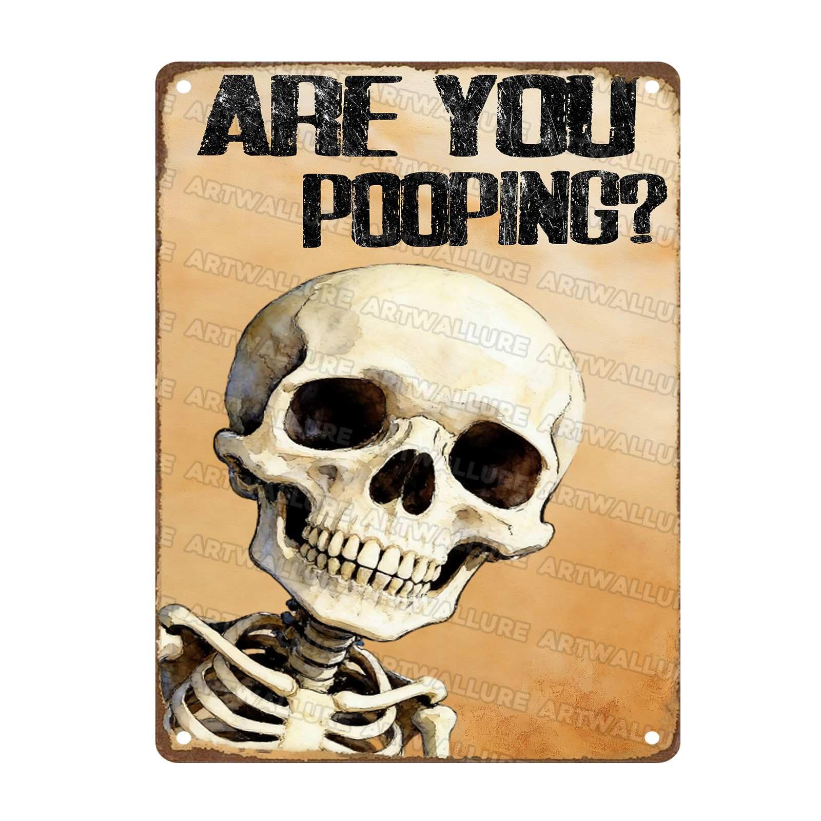 Metal Are You Pooping Sign Funny Skeleton Wall Decor for Home Bathroom Poster Restroom Toilet Washroom 12x16Inch