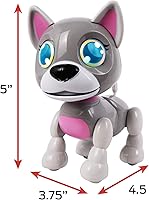 Vista 3 de NKOK USB PetBotz - Robo Puppy, recargable, miniatura, robot interactivo para mascotas, iluminado, activado por sonido, hace ruidos bajo orden, viene