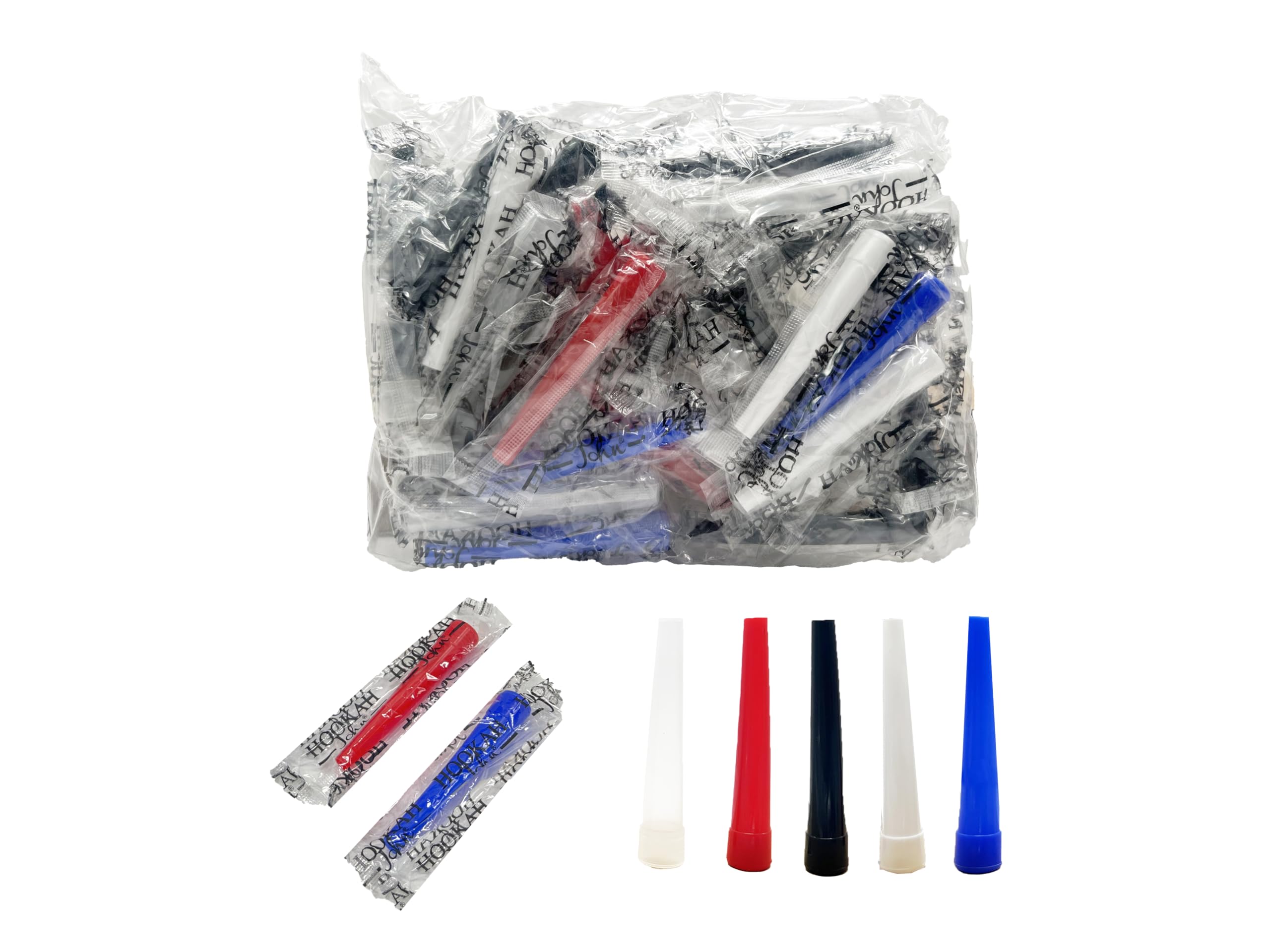 HookahJohn Hookah Tips 100 in Pack Individually Wrapped Assorted Colors BPA Free-Premium Quality
