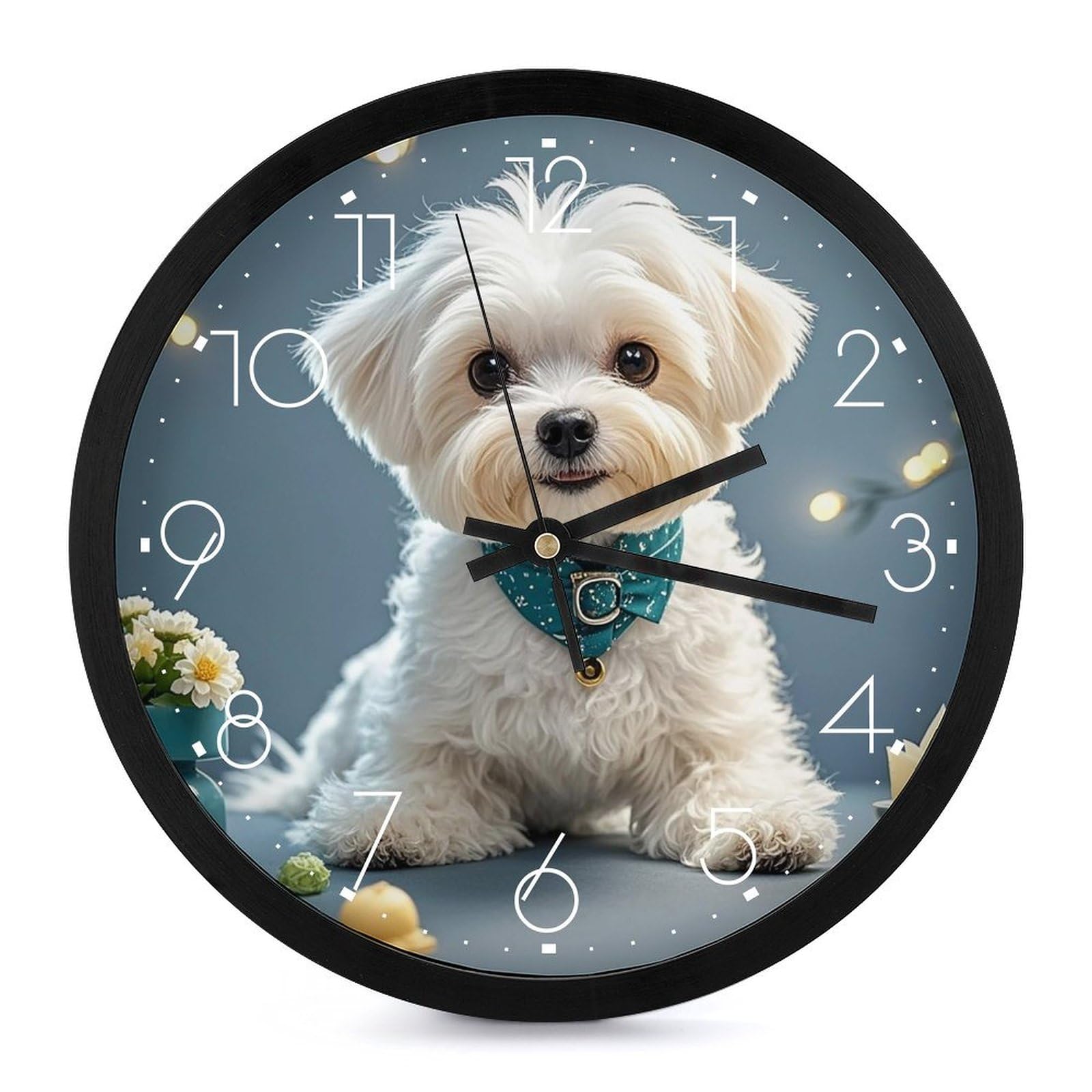 Horloge murale chien maltais idée cadeau originale salon et cuisine