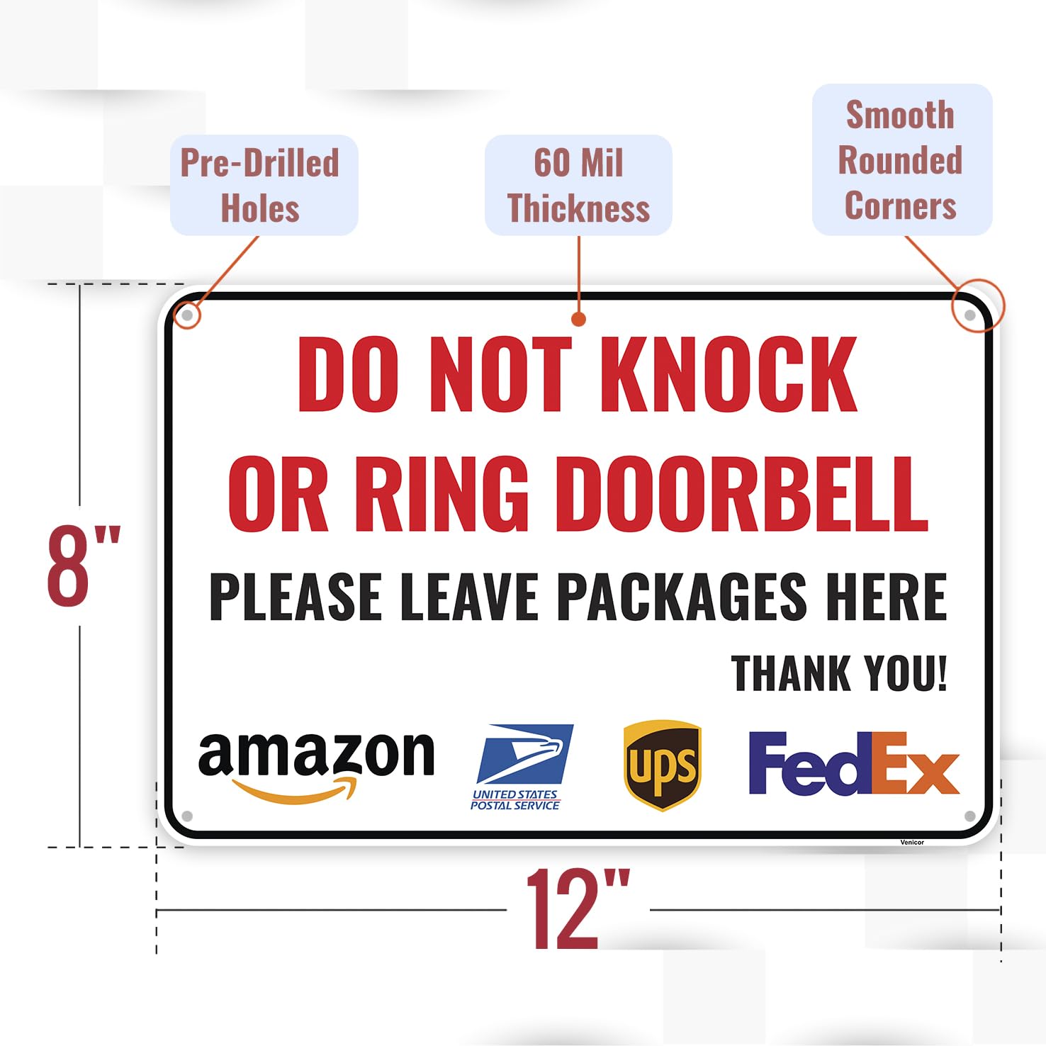 Amazon.com: 1PC Do Not Knock Or Ring Doorbell Sign 12 x 8 Inches
