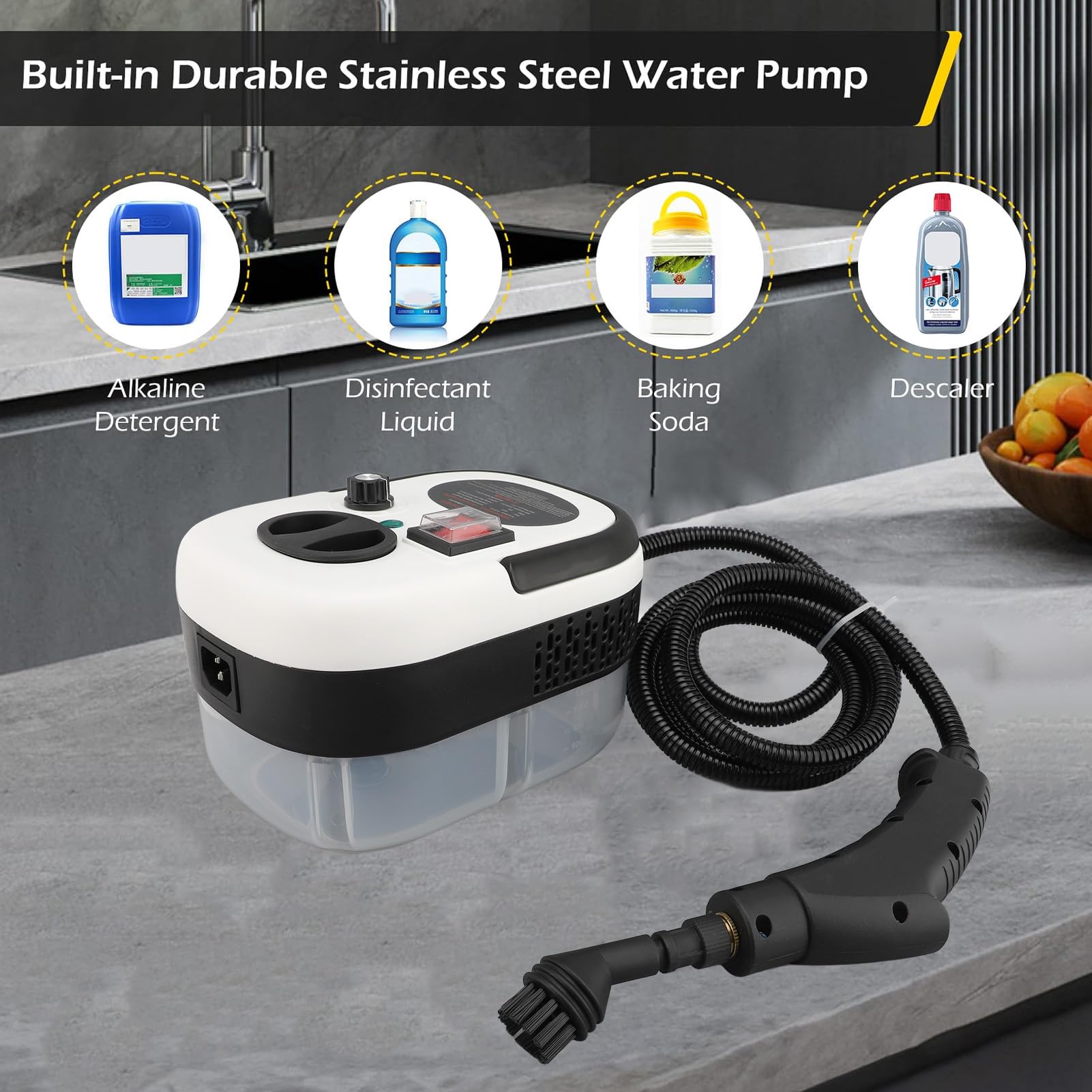 Steam Cleaner, 2500W Steam Machine Effective Deep with Brushes for Car (US Plug 110V)