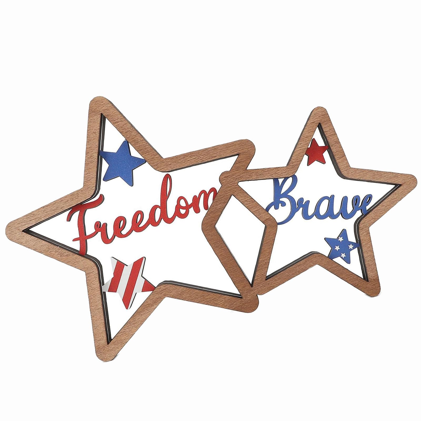 Tsophreniq Wooden Star Tabletop Decor Patriotic Home Accent for National Holidays and Festive Occasions Wooden Holiday Ornament