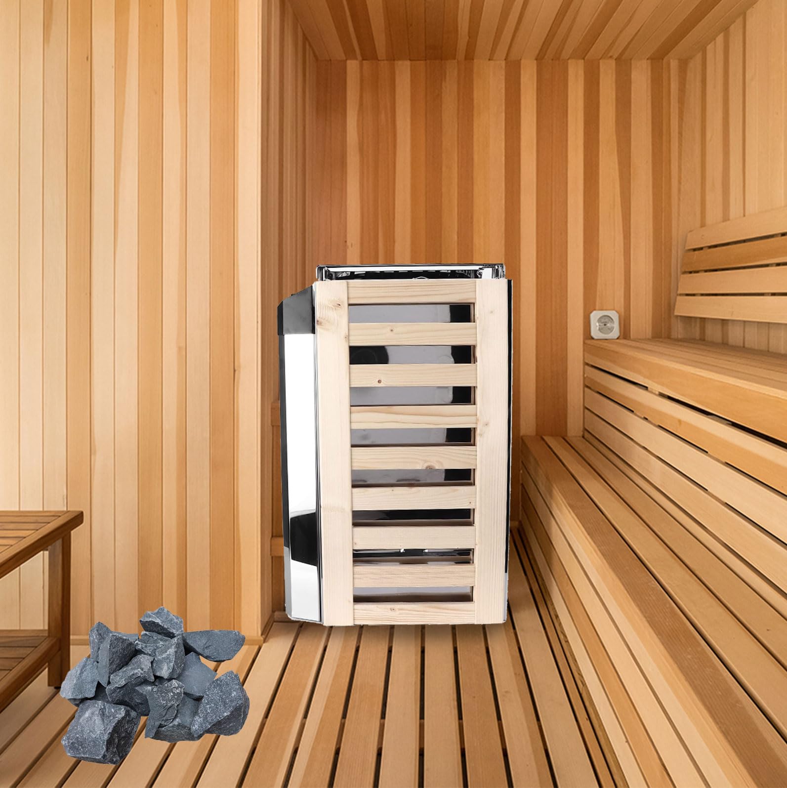 Chauffage de sauna électrique 3,6 kW en acier inoxydable avec thermostat intégré