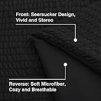 Vista 5 de Love's cabin Seersucker Black Queen Comforter Set 7 Pieces, All Season Lightweight Bedding Set, Queen Bed in a Bag Comforter Set with Comforter