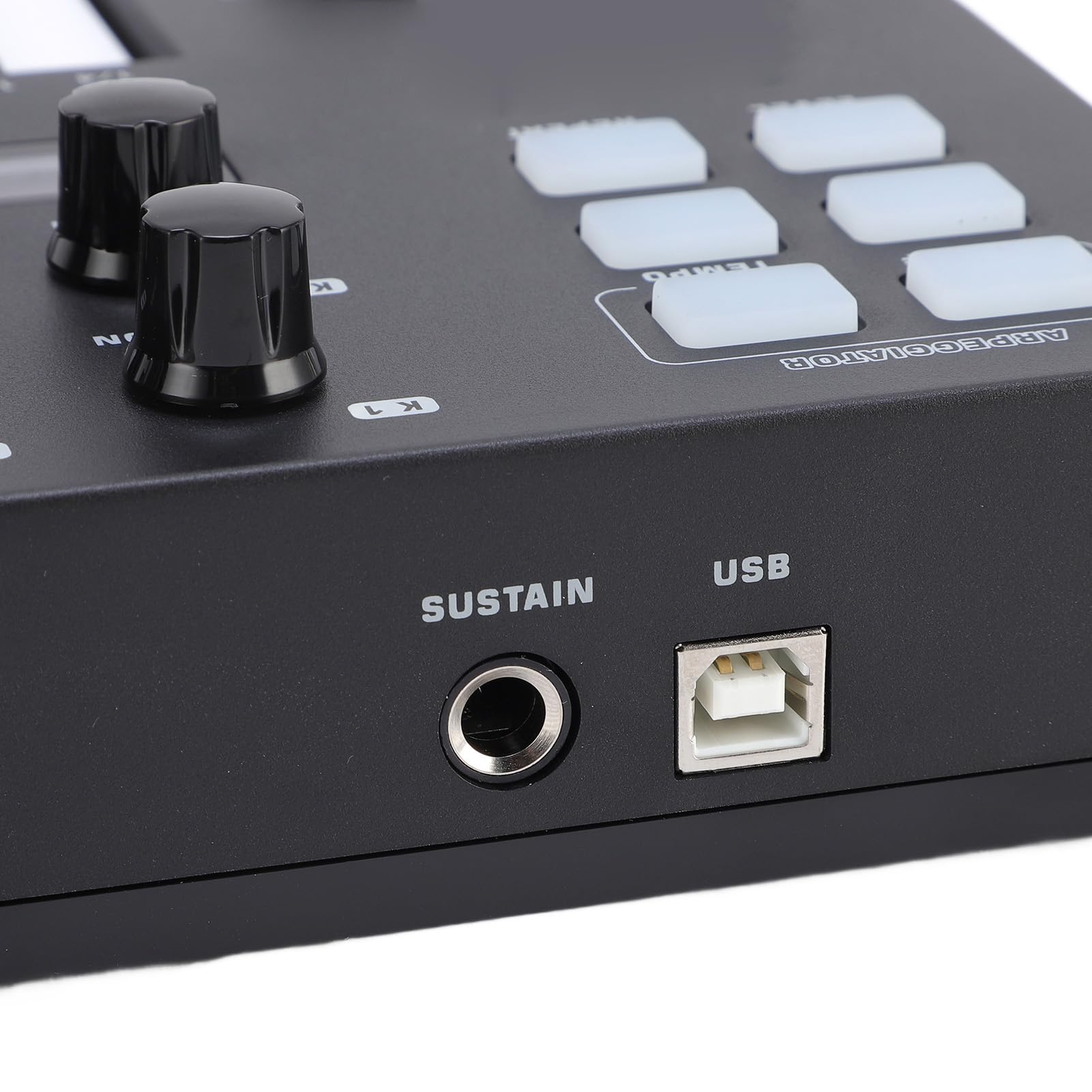 Fockety Controlador de Teclado Midi USB, Controlador Midi de 25 Teclas con Integración DAW Modo de Acordes Modo de Escala 8 Pads de Batería Retroiluminados Arpegiador 8 Perillas Software