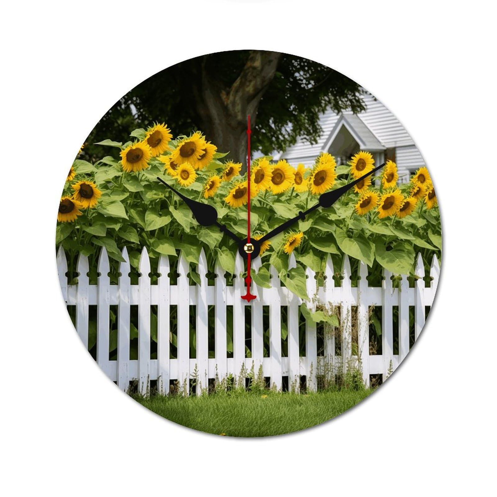 Horloge murale tournesol en bois 40 cm silencieuse pour salon