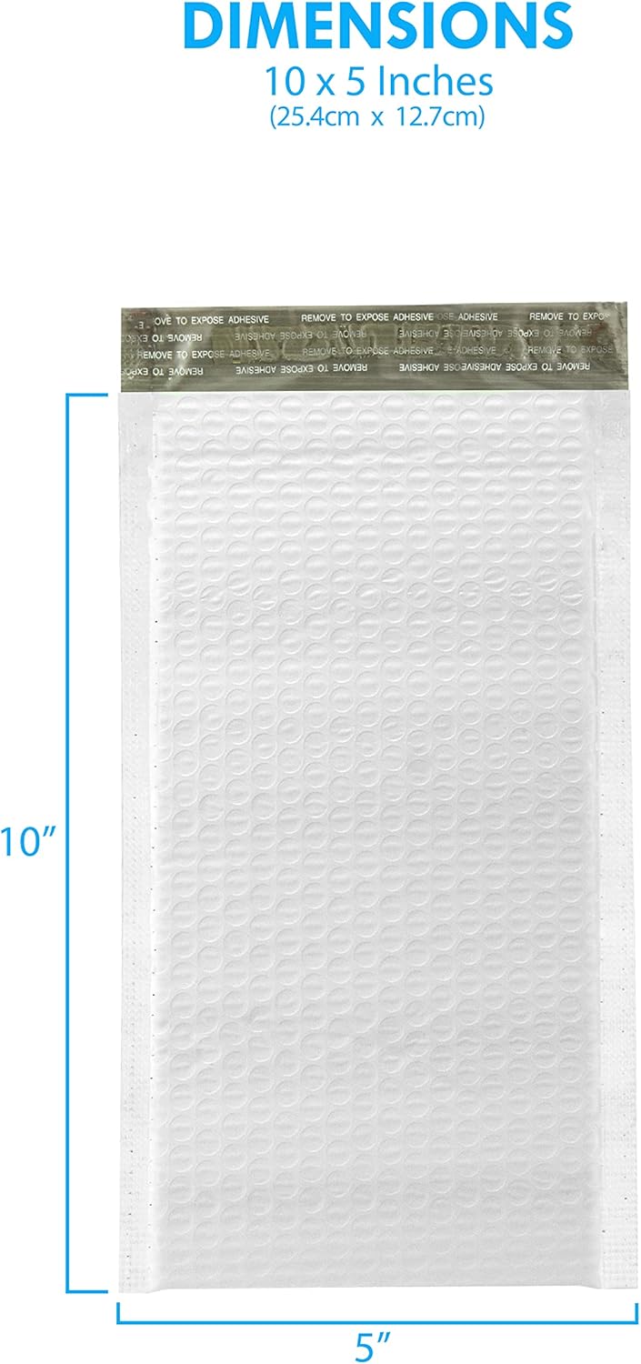 GPI - 5" X 10" Gray Bubble Poly Mailers, 200-Pack - Lightweight, Puncture-Resistant, and Self-Sealing Envelopes for Safe Shipping of Small/Medium Items
