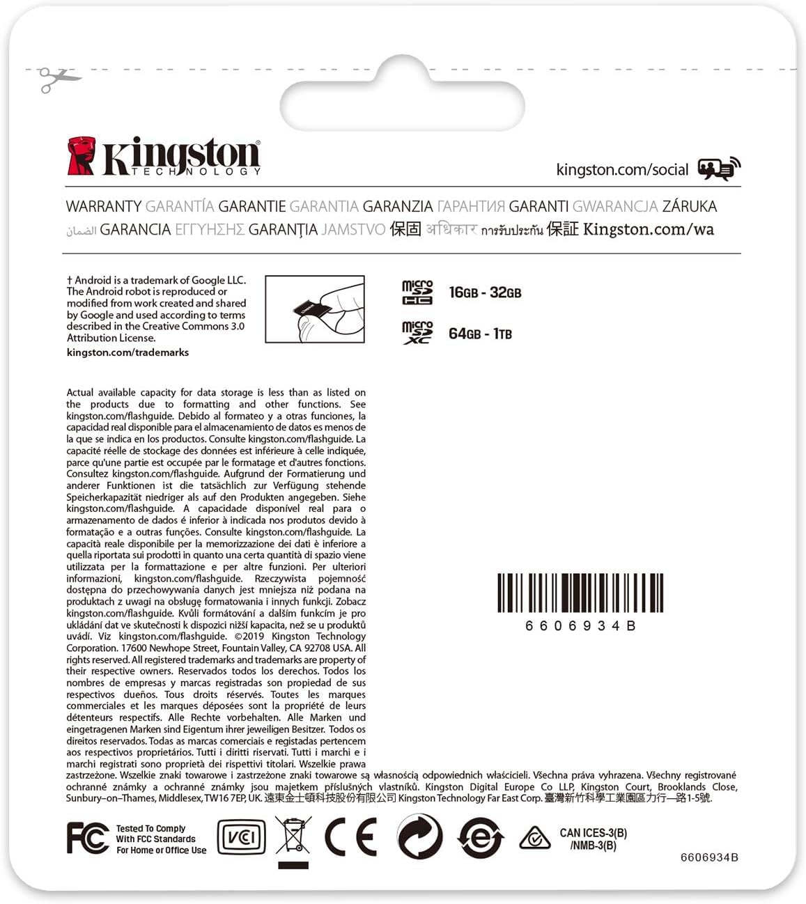 Micro Sd Card 256GB Kingston classe 10 Canvas