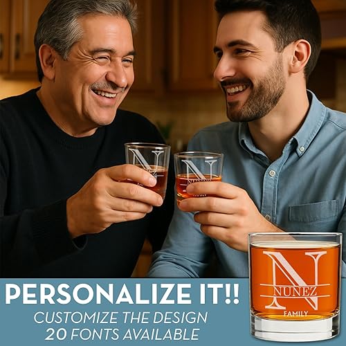 Miniatura 4 de Monograma grabado personalizado de 1025 onzas vaso de rocas de whisky regalo del día del padre Halpert