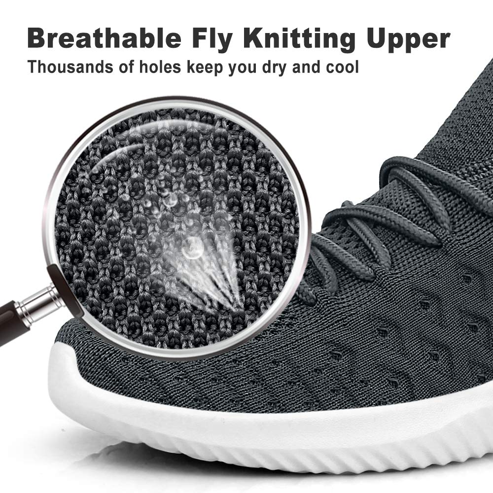 Feethit - Zapatillas de senderismo para hombre, ligeras, transpirables, antideslizantes, cómodas y a la moda para hombres, Gris (Gris oscuro), 43 EU