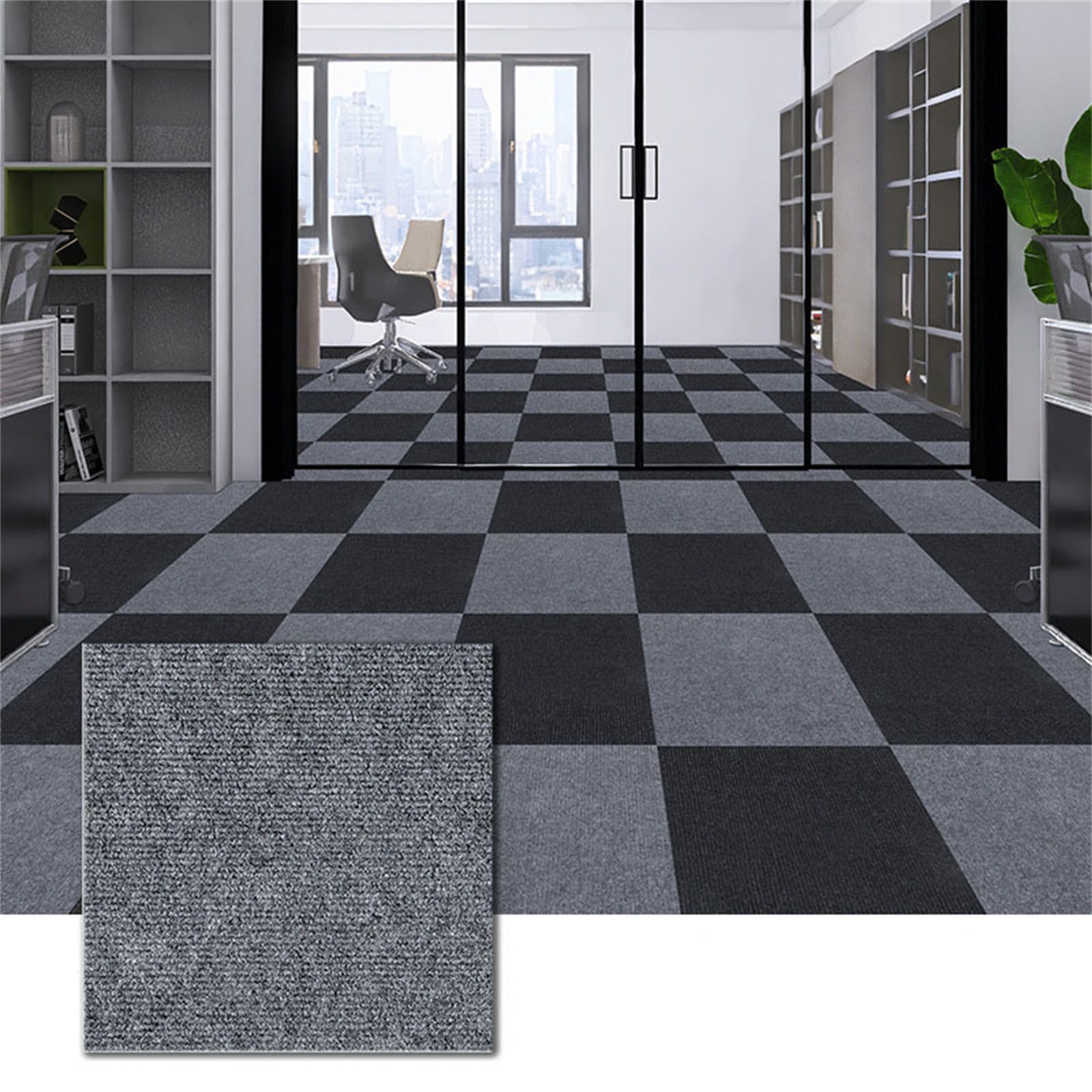 Hiseng Dalles de Moquette Adhésives, 30x30CM Lavable Dalles Moquette Autocollante Sol Tapis de Sol Bureau en Tissu Carreaux de Sol Faciles pour Office Salon Maison Chambre (30 Pièces,Gris)