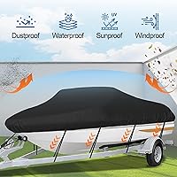 Vista 7 de iCOVER - Funda para lancha remolcable, resistente, impermeable, lona, grado marino, apta para lanchas de pesca y esquí, V-Hull, de 14-16 pies