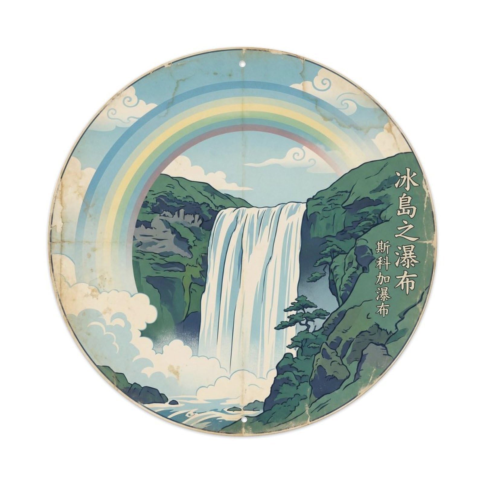 Skogafoss Rainbow Iceland Glacier Travel Glacial Lagoon Metal Tin Sign