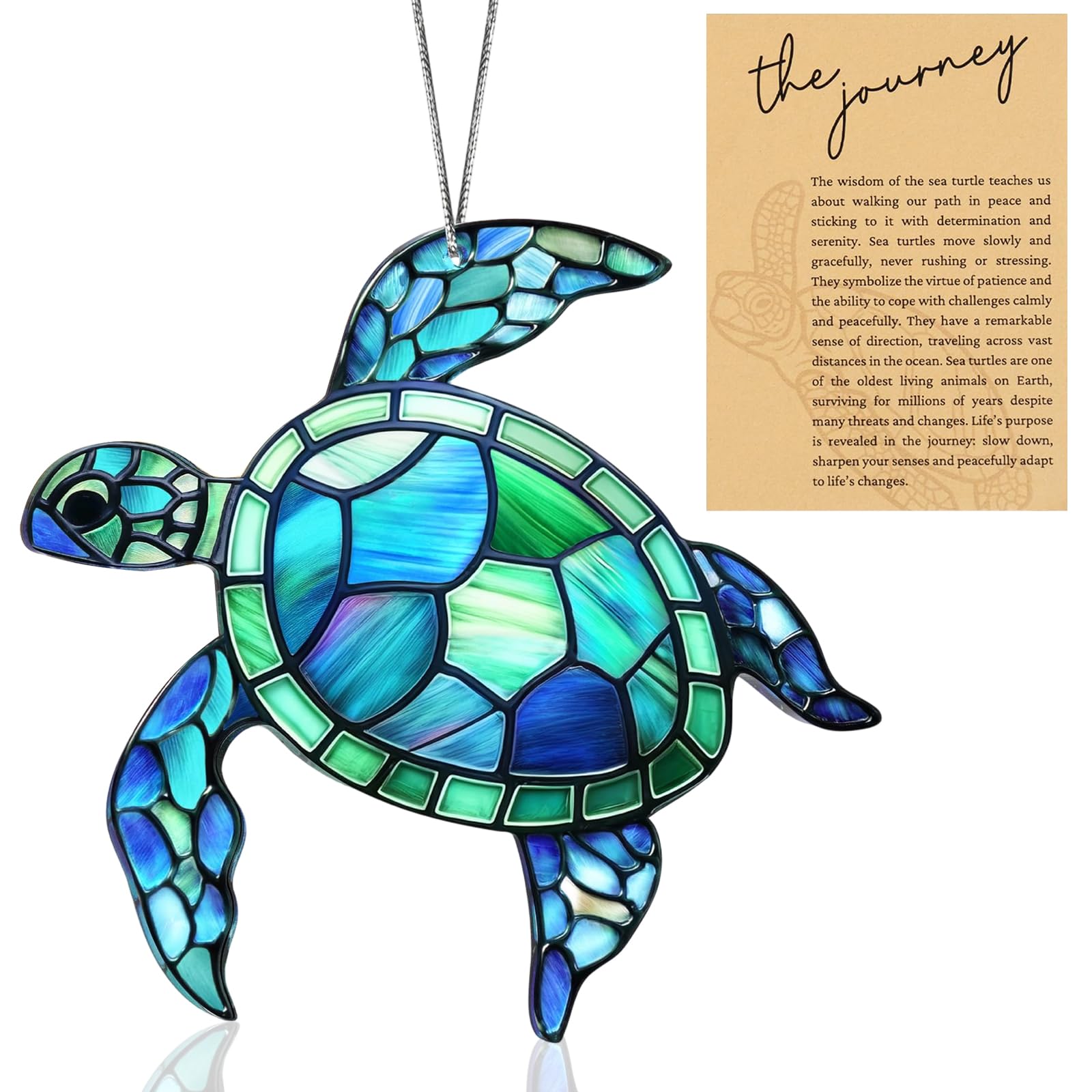 Sea Turtle Gifts for Women, Sun Catcher For Windows, Turtle Ornament With Story Card for Women Men Friends Family, Garden Hanging Ornaments, Friendship Gift for Best Friend