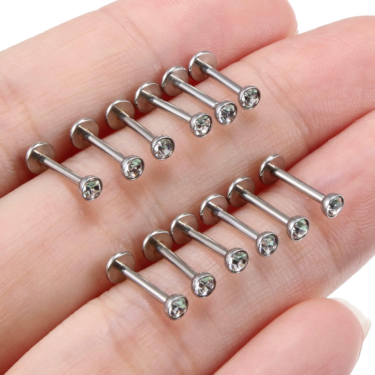 Lcolyoli 16G 18G 20G Threadless Push in Nose Rings Studs for Women Men Surgical Steel Lip Ring Labret Stud Medusa Piercing Jewelry Cartilage Helix Tragus Earrings with Flat Back