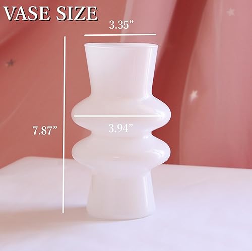 Miniatura 6 de JSPYFITS Jarrones de vidrio modernos, jarrón de vidrio de cuatro capas de 7.87 pulgadas de alto, floreros de burbujas decorativos para decoración