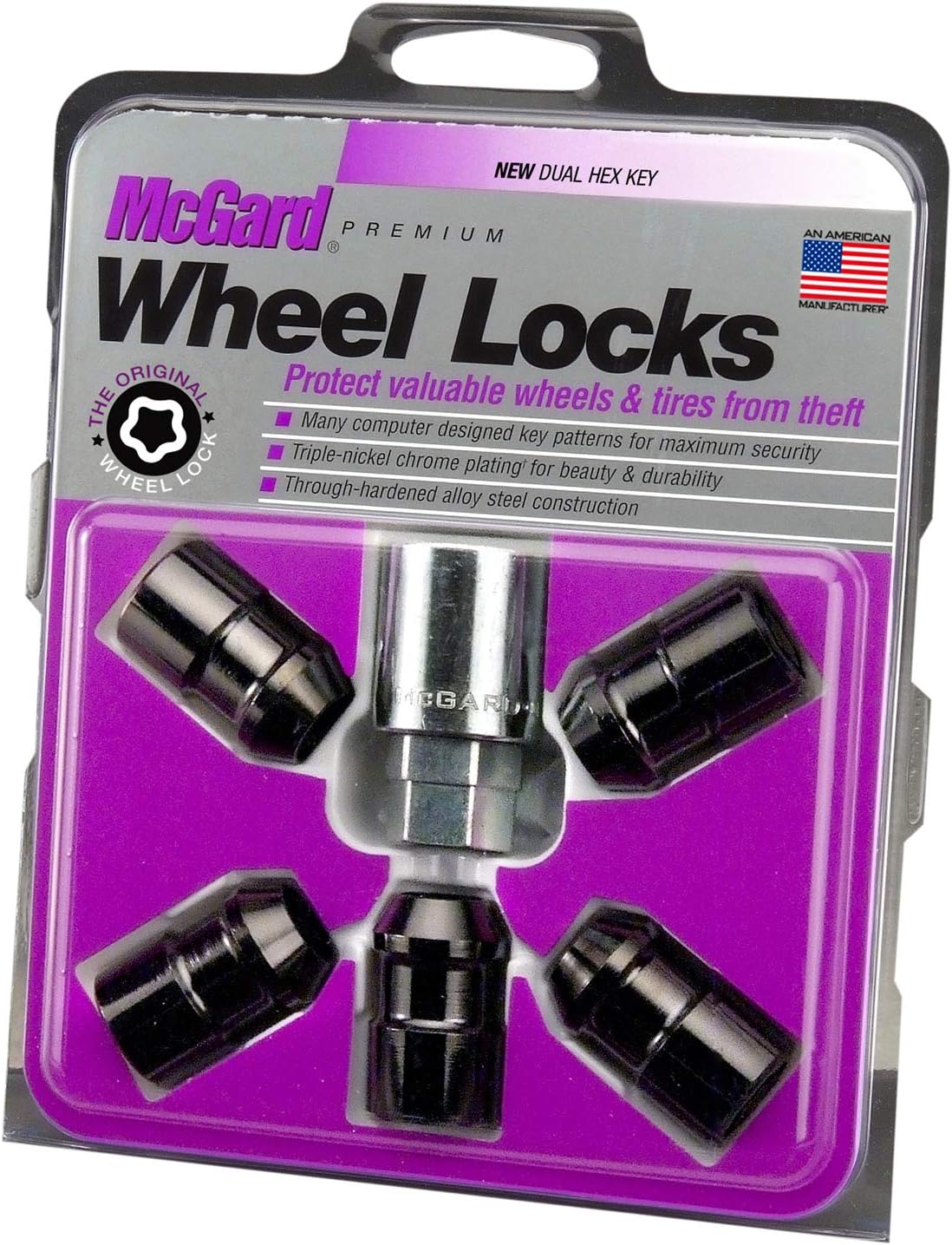 McGard 24548 Black Cone Seat Wheel Locks(1/2"-20 Thread Size) - Set of 5