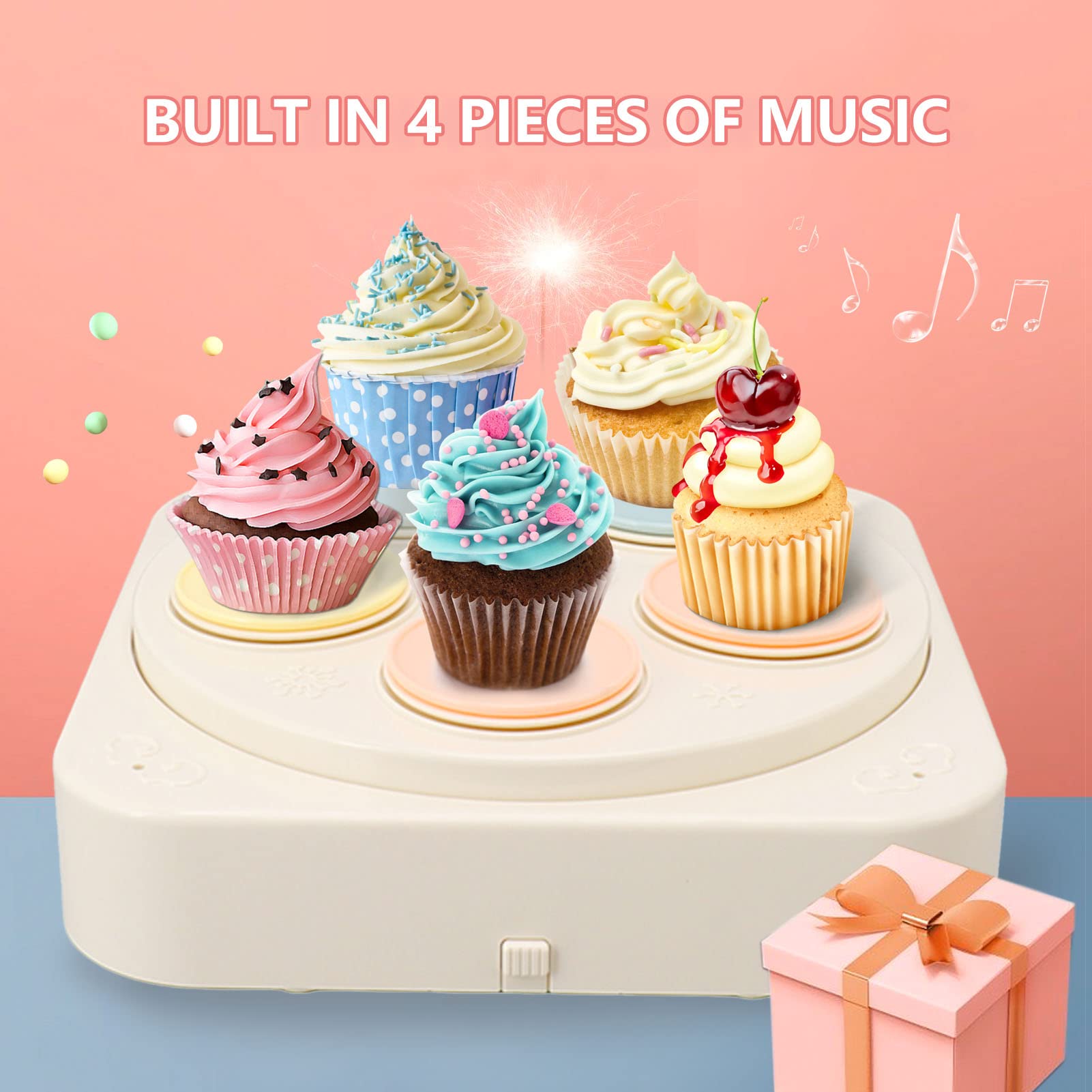 Jwthee Rotary Dessert Machine, Carousel Cake rack, Rotating Desserts Display Table 8 Inch Automatic Rotating Cupcake Stand Machine for Wedding Birthday (ABS 2)