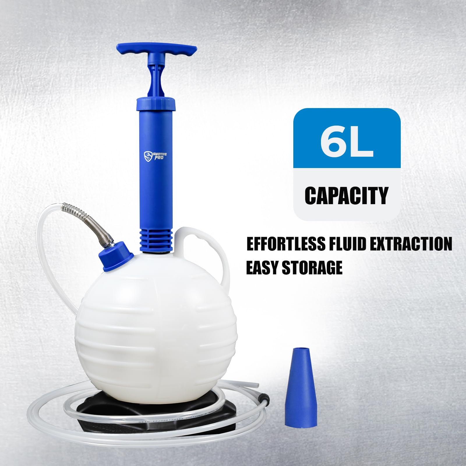 SMOTIVEPRO Bomba de extracción de aceite de 6 L, bomba de extracción manual con base mejorada y mangueras de extensión en tres tamaños, cortacésped, quitanieves