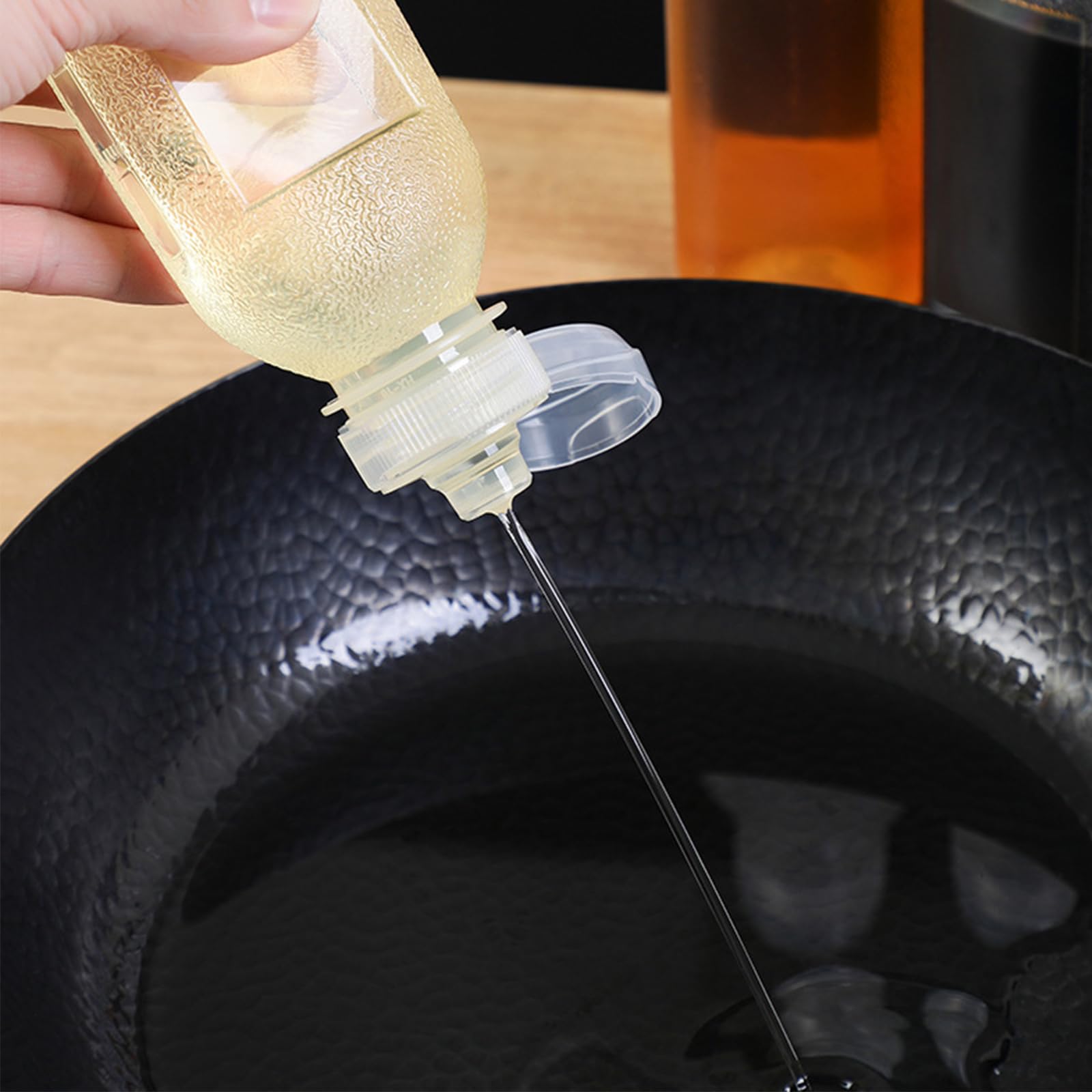 3 Piezas Botellas de Condimentos, 300ml Dispensador de Botellas de Plástico, Dispensadora de Condimentos, Botellas Dispensadoras a Prueba de Fugas para Salsa Picante, Aceite de Oliva