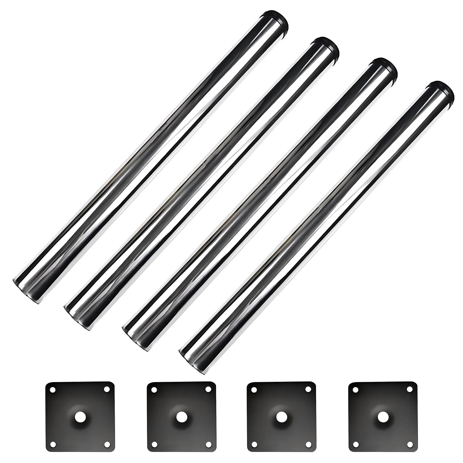 Qrity 4 Piezas Patas para Muebles Altura Regulables, Total: 700-720mm Armario de Cocina Pies Redondo, Metal Cromado, para Sofas, Mesa, Cama