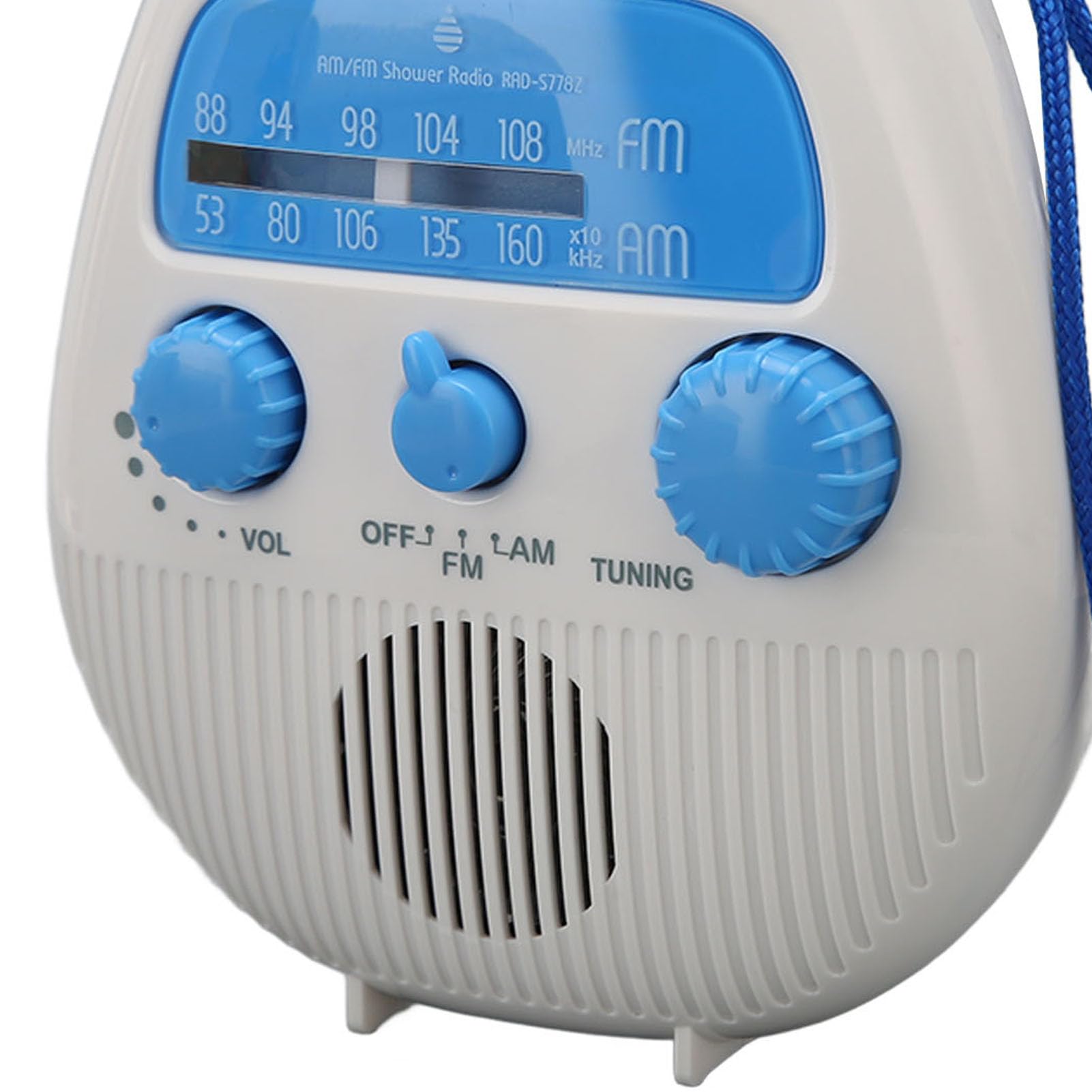 Radio de Douche Portable, Radio de Salle de Bain étanche, Haut-Parleur intégré, Radio FM AM à Piles, Bouton Rotatif, pour Utilisation dans la Salle de Bain