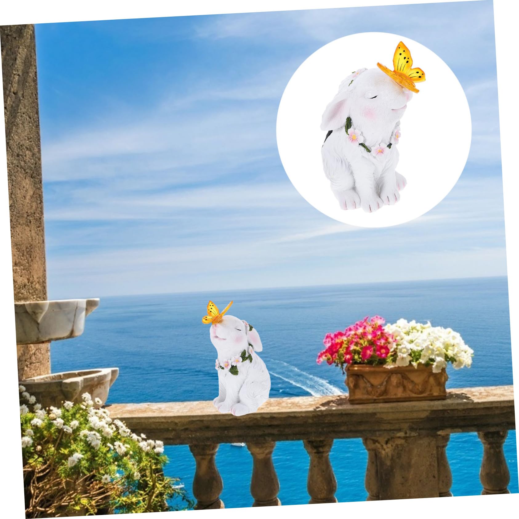 YARNOW Statue De Jardin en Résine Décoration Moderne en Forme De Lapin pour La Maison Et Lextérieur