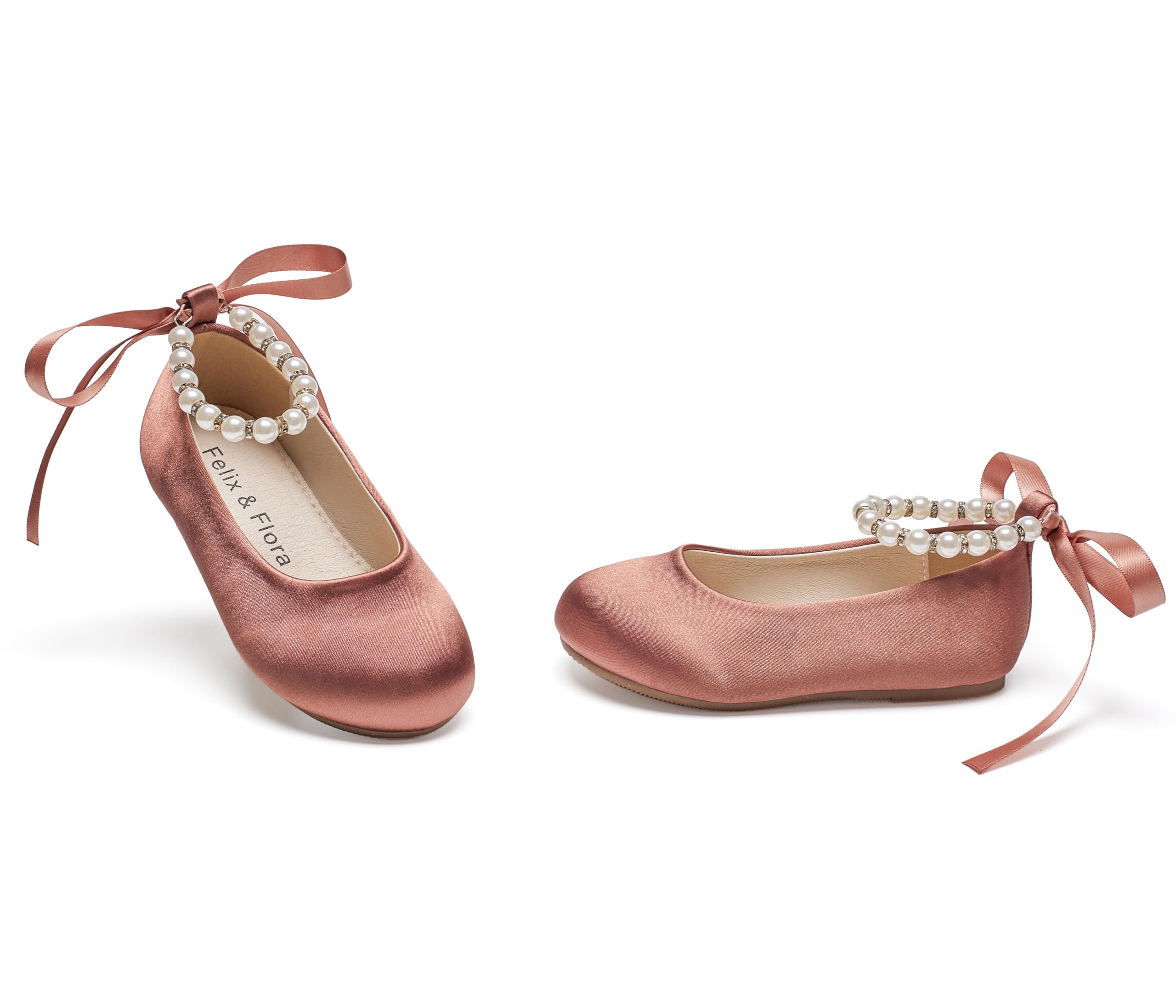 Felix & Flora Girls Toddler Little Ballet Shoes - Flower Girls Mary Jane Flats Dress Shoes Party Wedding