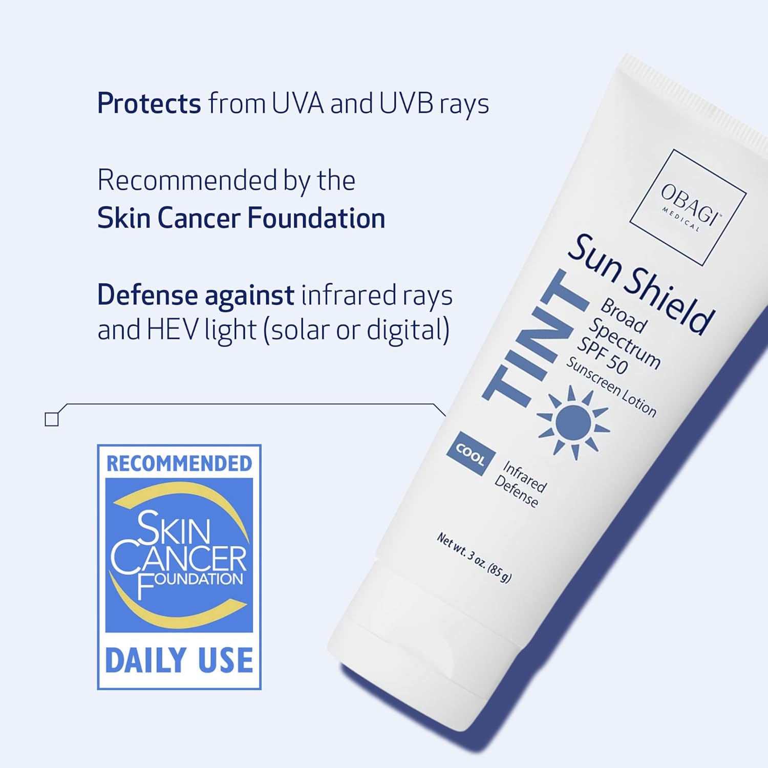 Obagi Sun Shield Tinted Sunscreen – Broad Spectrum SPF 50 Protection from the Sun(Cool,3 Ounce (Pack of 1))