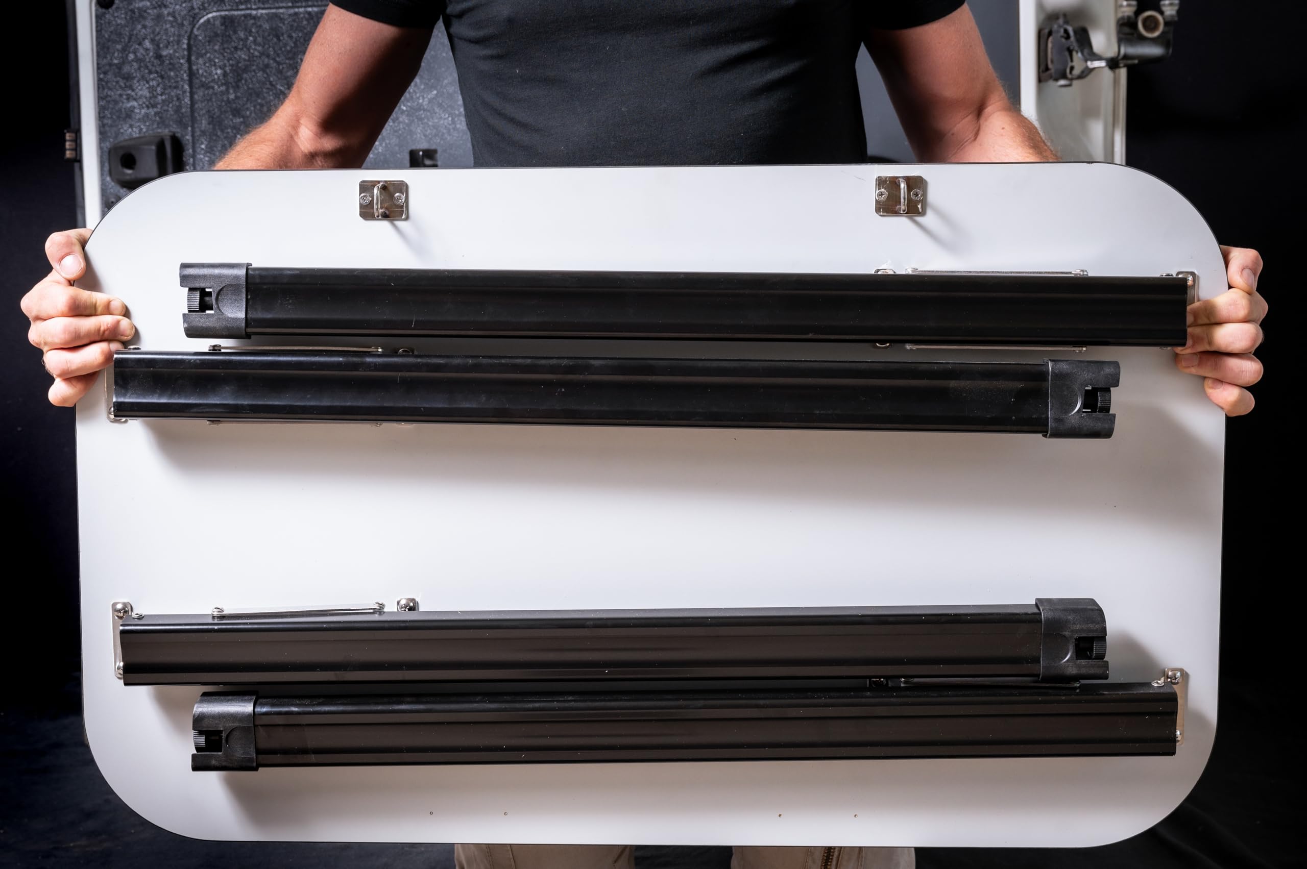 Panneau de porte coulissante avec table de camping intégrée pour VW T5, T6, T6.1, solution d'aménagement intérieur gain de place, table robuste et résistante aux intempéries, installation sans perçage