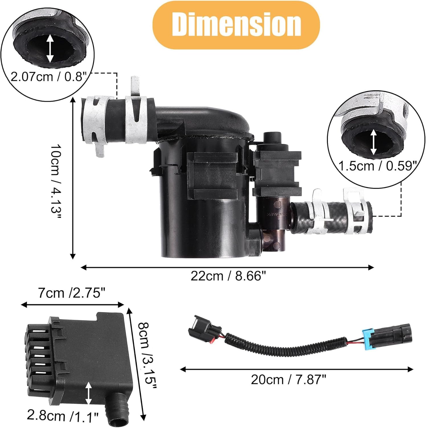 Vapor Canister Vent Solenoid Replacement for 2007-2015 Chevy Silverado 1500-3500/GMC Sierra 1500-3500 Fuel Tank Vapor Emission Canister Vent Solenoid Kit for Engine 4.3/4.8/5.3/6.2 911-099