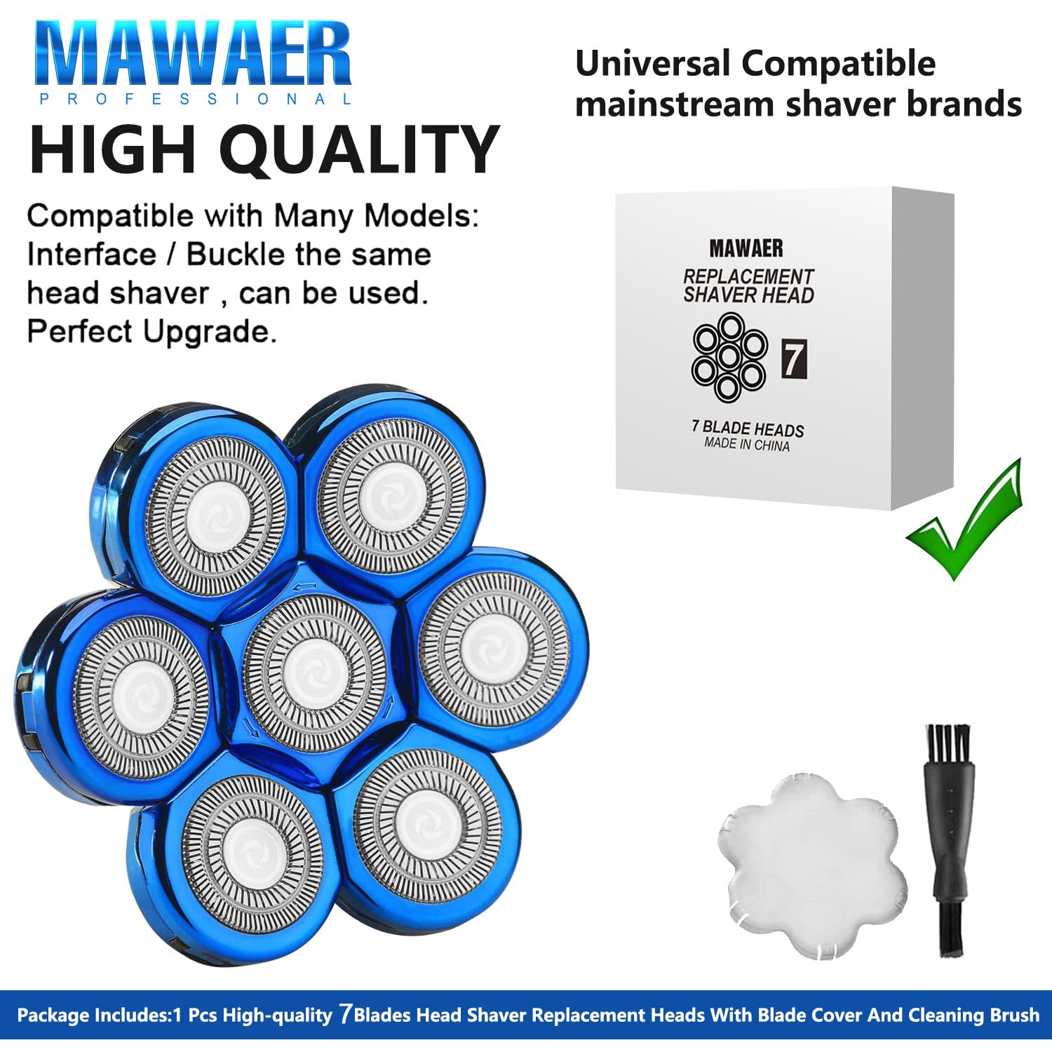 Cuchillas universales de repuesto para afeitadora de 7 cuchillas compatibles con la afeitadora Freedom Gold y la mayoría de las marcas principales de máquinas de afeitar eléctrica cabeza 3