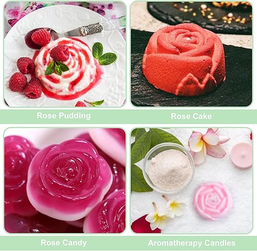Miniatura 7 de WANDIC Molde de silicona, 2 moldes de decoración de flores de rosas, 6 cavidades para hacer jabón, suministros para velas de jabón, manualidades