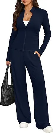  Women's Two Piece Lounge Sets Fall Fashion Matching Set with Pockets